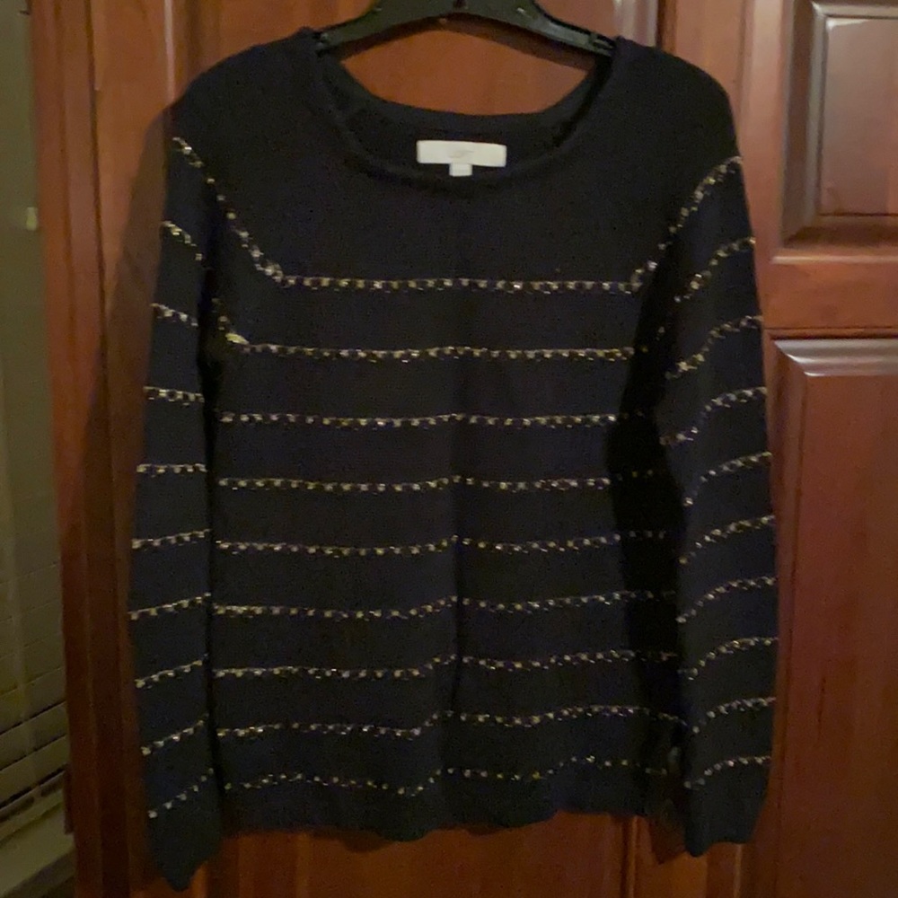 Black Sweater with gold metallic stripes